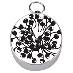 A Black And White Picture Of A Bunch Of Flowers Silver Compasses by catchydesignhill