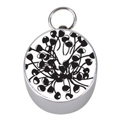 A Black And White Picture Of A Bunch Of Flowers Mini Silver Compasses by catchydesignhill