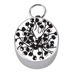 A Black And White Picture Of A Bunch Of Flowers Mini Silver Compasses Front