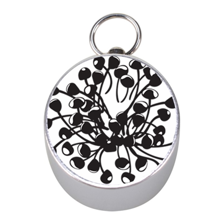 A Black And White Picture Of A Bunch Of Flowers Mini Silver Compasses