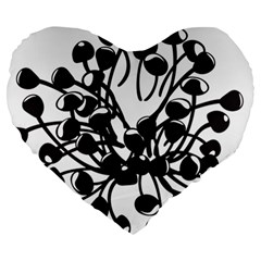 A Black And White Picture Of A Bunch Of Flowers Large 19  Premium Flano Heart Shape Cushions by catchydesignhill