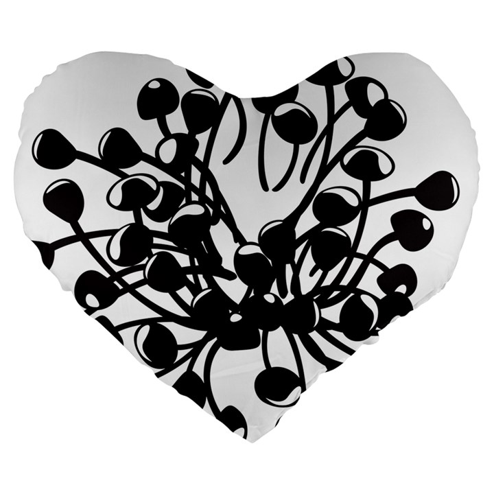 A Black And White Picture Of A Bunch Of Flowers Large 19  Premium Flano Heart Shape Cushions