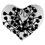 A Black And White Picture Of A Bunch Of Flowers Large 19  Premium Flano Heart Shape Cushions Back