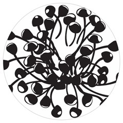 A Black And White Picture Of A Bunch Of Flowers Round Trivet by catchydesignhill