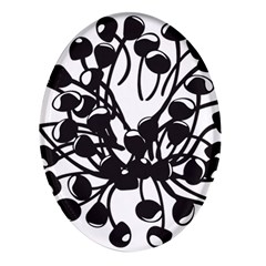 A Black And White Picture Of A Bunch Of Flowers Oval Glass Fridge Magnet (4 Pack) by catchydesignhill