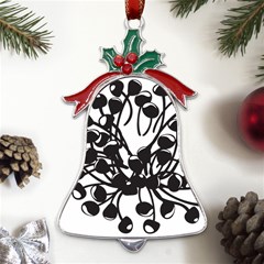 A Black And White Picture Of A Bunch Of Flowers Metal Holly Leaf Bell Ornament