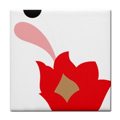 A Red Flower With A Black Background Tile Coaster by catchydesignhill