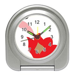 A Red Flower With A Black Background Travel Alarm Clock by catchydesignhill