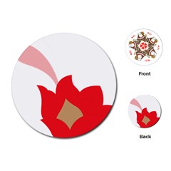 A Red Flower With A Black Background Playing Cards Single Design (round)