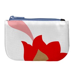 A Red Flower With A Black Background Large Coin Purse by catchydesignhill