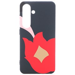 A Red Flower With A Black Background Samsung Galaxy S24 6 2 Inch Black Tpu Uv Case by catchydesignhill