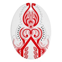 A Red And White Christmas Tree With Red Flowers Oval Ornament (two Sides) by catchydesignhill