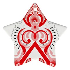 A Red And White Christmas Tree With Red Flowers Star Ornament (two Sides)