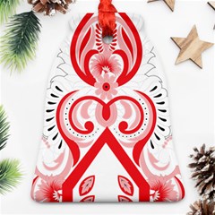 A Red And White Christmas Tree With Red Flowers Ornament (bell)