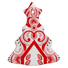 A Red And White Christmas Tree With Red Flowers Christmas Tree Ornament (two Sides)