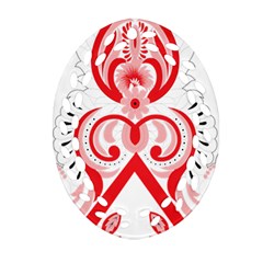 A Red And White Christmas Tree With Red Flowers Ornament (oval Filigree)