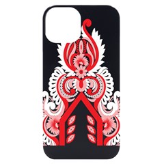 A Red And White Christmas Tree With Red Flowers Iphone 14 Black Uv Print Case by catchydesignhill