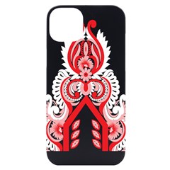 A Red And White Christmas Tree With Red Flowers Iphone 14 Plus Black Uv Print Case by catchydesignhill