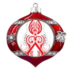 A Red And White Christmas Tree With Red Flowers Metal Snowflake And Bell Red Ornament by catchydesignhill