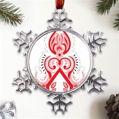 A Red And White Christmas Tree With Red Flowers Metal Large Snowflake Ornament by catchydesignhill