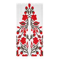 A Red And Beige Scarf With A Picture Of A Woman Holding A Tennis Racket Shower Curtain 36  X 72  (stall)  by catchydesignhill