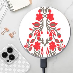 A Red And Beige Scarf With A Picture Of A Woman Holding A Tennis Racket Wireless Fast Charger(white) by catchydesignhill