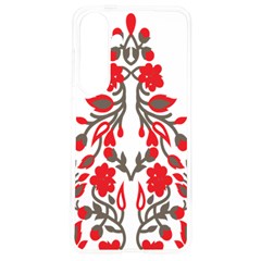 A Red And Beige Scarf With A Picture Of A Woman Holding A Tennis Racket Samsung Galaxy S24 6 2 Inch Tpu Uv Case by catchydesignhill