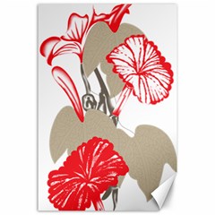 A Design Of A Red Flower On A White Background Canvas 24  X 36  by catchydesignhill