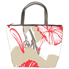 A Design Of A Red Flower On A White Background Bucket Bag by catchydesignhill