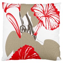 A Design Of A Red Flower On A White Background Large Cushion Case (one Side) by catchydesignhill