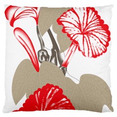 A Design Of A Red Flower On A White Background Large Premium Plush Fleece Cushion Case (one Side) by catchydesignhill