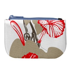 A Design Of A Red Flower On A White Background Large Coin Purse by catchydesignhill