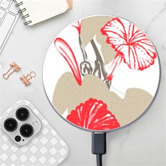 A Design Of A Red Flower On A White Background Wireless Fast Charger(white) by catchydesignhill