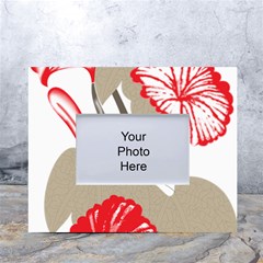 A Design Of A Red Flower On A White Background White Tabletop Photo Frame 4 x6  by catchydesignhill