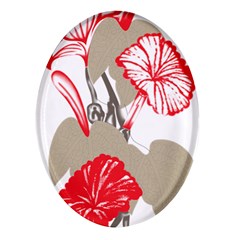 A Design Of A Red Flower On A White Background Oval Glass Fridge Magnet (4 Pack) by catchydesignhill