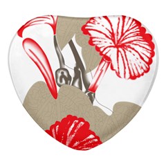 A Design Of A Red Flower On A White Background Heart Glass Fridge Magnet (4 Pack) by catchydesignhill