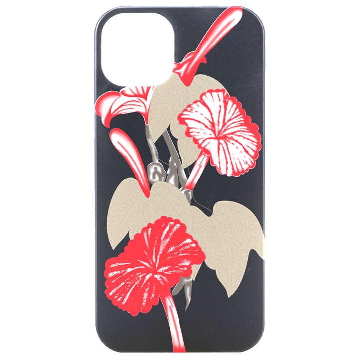 A Design Of A Red Flower On A White Background iPhone 15 Pro Black UV Print PC Hardshell Case