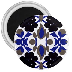 A Design Of A Blue And Black Flower 3  Magnets by catchydesignhill