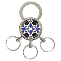 A Design Of A Blue And Black Flower 3-ring Key Chain by catchydesignhill