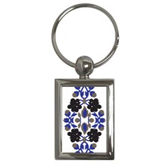 A Design Of A Blue And Black Flower Key Chain (rectangle) by catchydesignhill