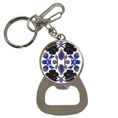 A Design Of A Blue And Black Flower Bottle Opener Key Chain by catchydesignhill