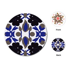 A Design Of A Blue And Black Flower Playing Cards Single Design (round)