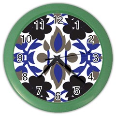 A Design Of A Blue And Black Flower Color Wall Clock by catchydesignhill