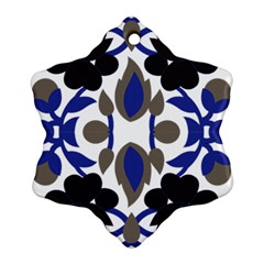 A Design Of A Blue And Black Flower Snowflake Ornament (two Sides)