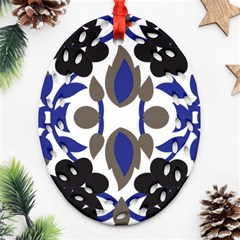 A Design Of A Blue And Black Flower Ornament (oval Filigree) by catchydesignhill