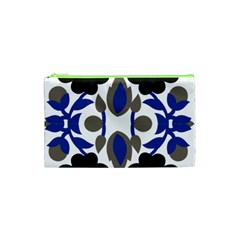 A Design Of A Blue And Black Flower Cosmetic Bag (xs) by catchydesignhill