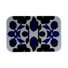 A Design Of A Blue And Black Flower Open Lid Metal Box (silver)   by catchydesignhill