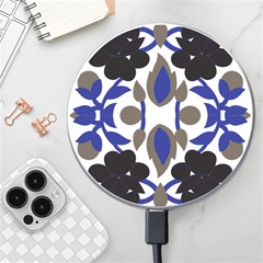 A Design Of A Blue And Black Flower Wireless Fast Charger(white) by catchydesignhill