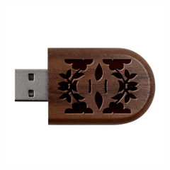 A Design Of A Blue And Black Flower Wood Oval Usb Flash Drive by catchydesignhill