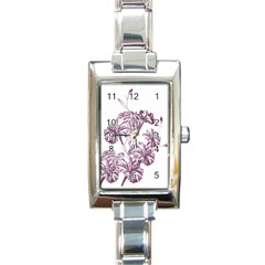 A Drawing Of A Plant With Purple Flowers Rectangle Italian Charm Watch by catchydesignhill